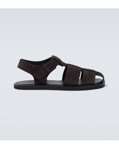 The Row Fisherman Leather Sandals - Black