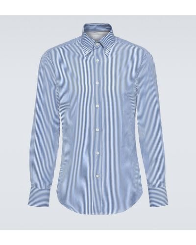 Brunello Cucinelli Striped Cotton Shirt - Blue