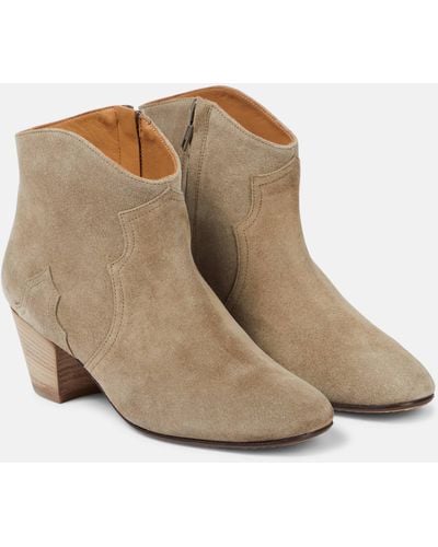 Isabel Marant Dicker Suede Ankle Boots - Natural