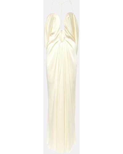 Victoria Beckham Cutout Crepe Satin Gown - White
