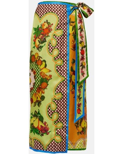ALÉMAIS Lemonis Printed Silk Twill Wrap Skirt - Multicolour