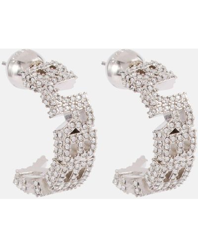Burberry Logo Crystal-embellished Hoop Earrings - White
