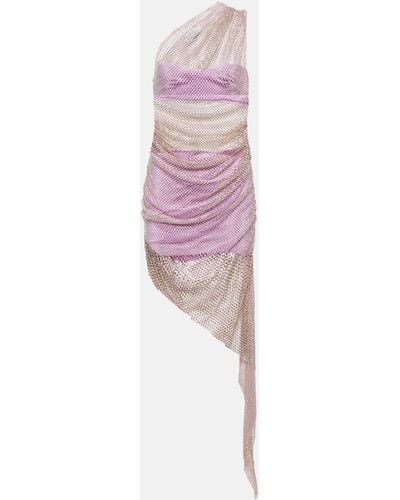 GIUSEPPE DI MORABITO Embellished Mesh Midi Dress - Pink