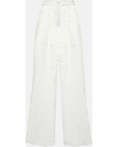 Dolce & Gabbana High-rise Lace Wide-leg Pants - White