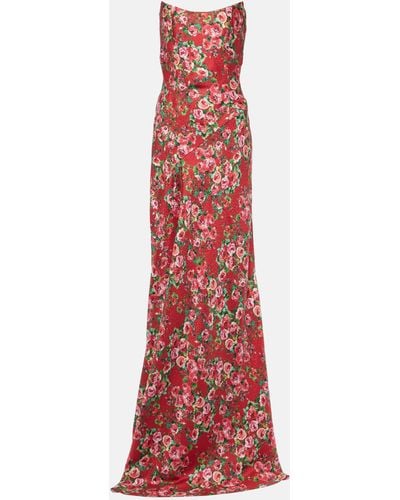 Markarian Tallulah Floral Silk Gown - Red