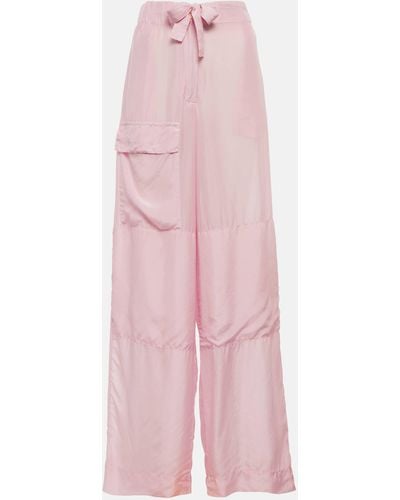 Dries Van Noten Silk Wide-leg Pants - Pink