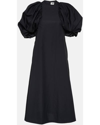 Noir Kei Ninomiya Puff-sleeve Cotton Poplin Maxi Dress - Black