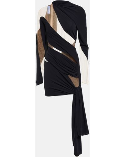 Mugler Draped Tulle-embellished Minidress - Black