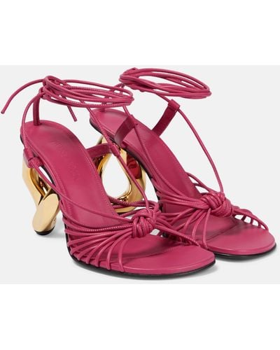 JW Anderson Chain Heel Leather Sandals - Pink