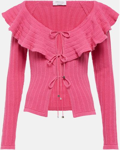 Blumarine Ruffle-trimmed Wool Top - Pink