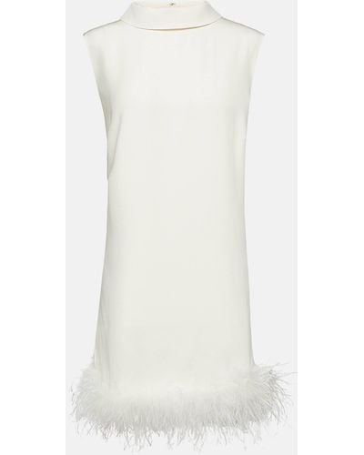 RIXO London Bridal Candice Feather-trimmed Silk Minidress - White