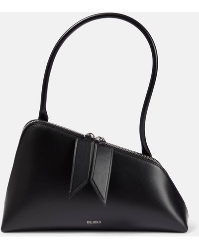 The Attico Sunrise Asymmetrical Leather Shoulder Bag - Black