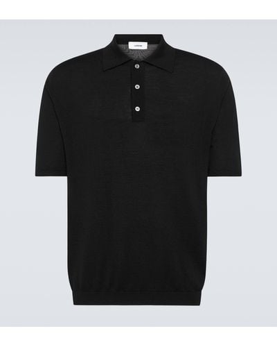 Lardini Wool, Silk, And Cashmere Polo Shirt - Black