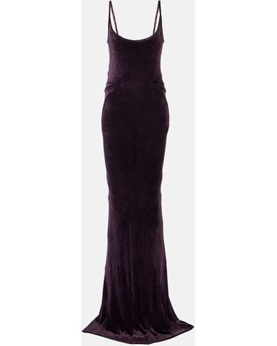 Rick Owens Ruched Velvet Gown - Purple