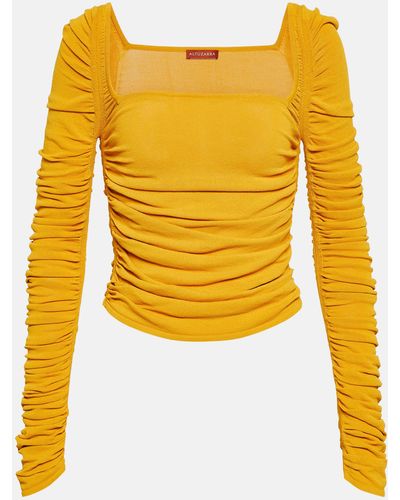 Altuzarra Asgard Ruched Jersey Top - Yellow