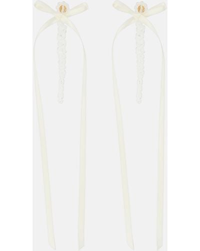 Simone Rocha Drip Bow-embellished Crystal Drop Earrings - White