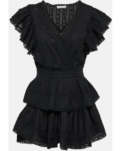 LoveShackFancy Gwen Cotton Mini Dress - Black