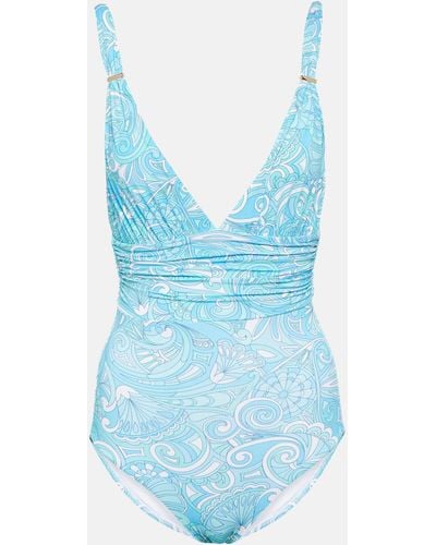 Melissa Odabash Panarea Printed Swimsuit - Blue