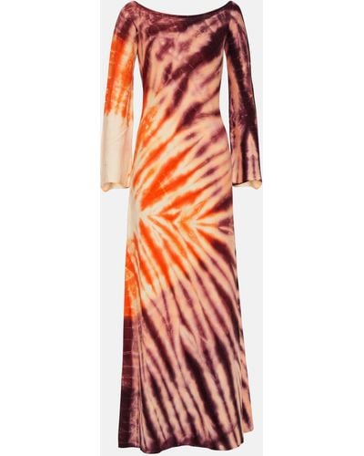 Gabriela Hearst Kells Tie-dye Off-shoulder Maxi Dress - Orange