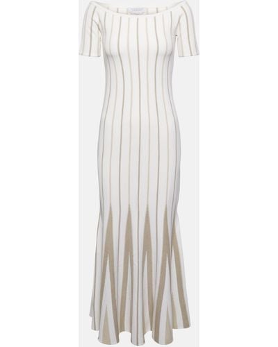 Gabriela Hearst Striped Off-shoulder Virgin Wool Maxi Dress - White