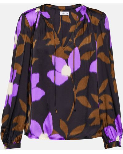 Velvet Isa Printed Satin Top - Purple