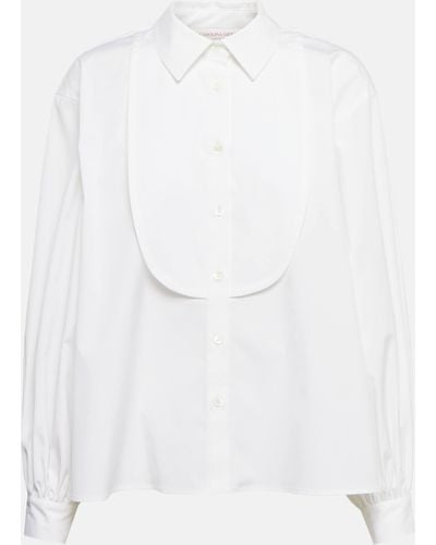 Carolina Herrera Bib-collar Cotton Poplin Shirt - White