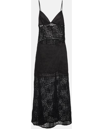 Sir. The Label Rayure Crochet Cotton Maxi Dress - Black