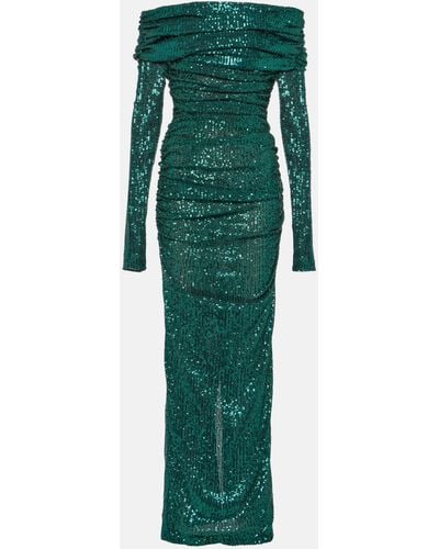 Dolce & Gabbana Off-shoulder Sequined Gown - Green