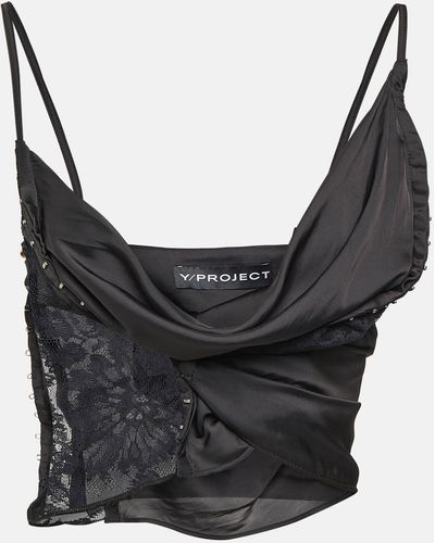 Y. Project Lace-trimmed Cropped Camisole - Black