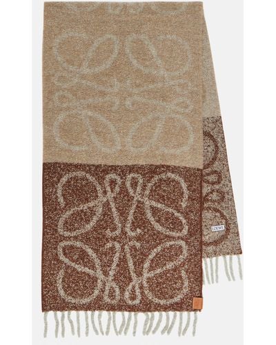 Loewe Anagram Alpaca And Wool-blend Scarf - Brown