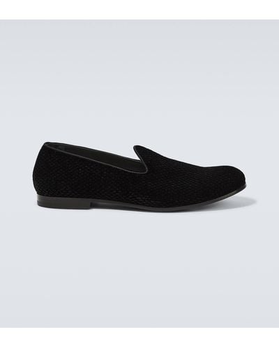Giorgio Armani Velvet Loafers - Black