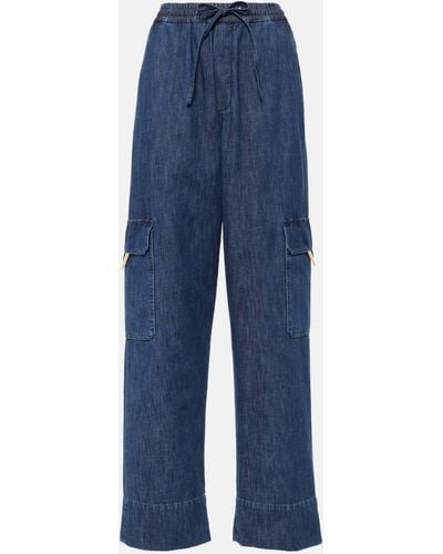 Valentino Vgold Wide-leg Cargo Jeans - Blue