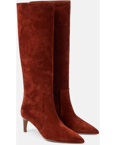 Paris Texas Suede Knee-high Boots - Red