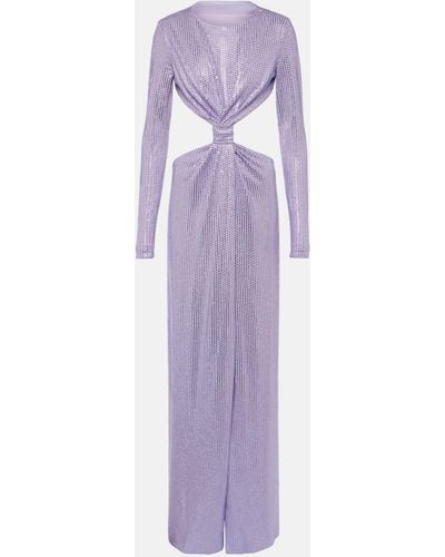 Area Crystal-embellished Cutout Jersey Gown - Purple