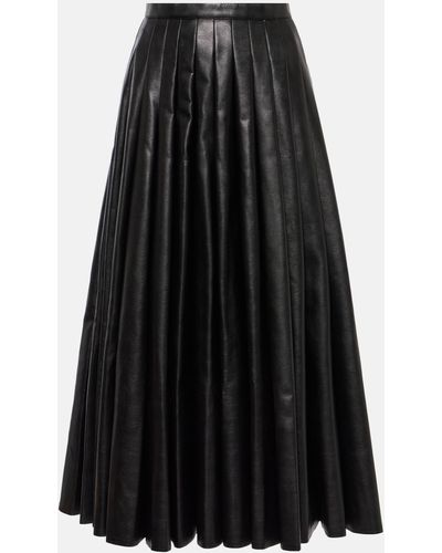 Junya Watanabe Pleated Faux Leather Midi Skirt - Black