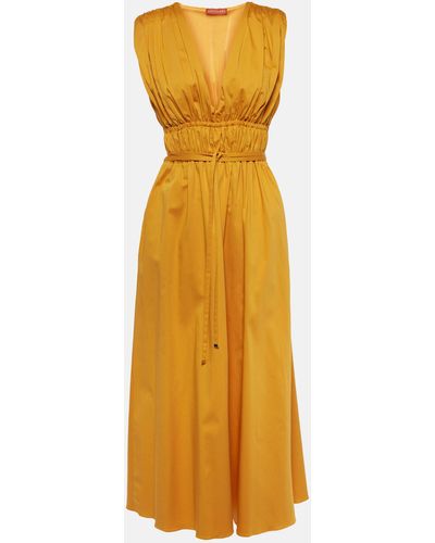 Altuzarra Fiona Ruched Cotton-blend Midi Dress - Yellow