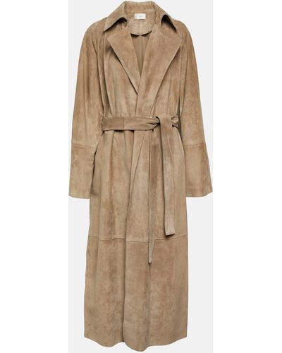 The Row Poseidone Suede Coat - Natural