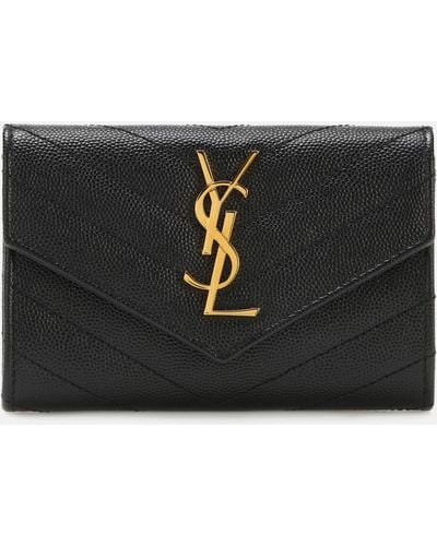 Saint Laurent Monogram Small Leather Wallet - Black