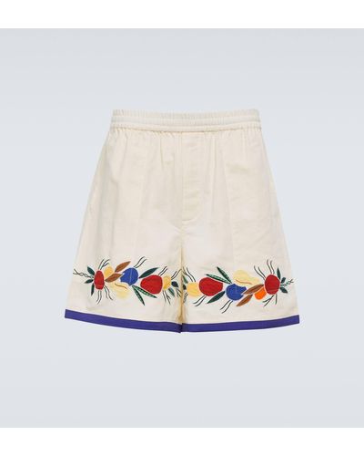 Bode Fruit Bunch Applique Shorts - White