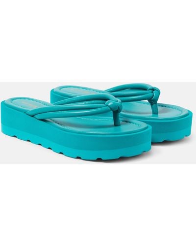 Gianvito Rossi Leather Platform Thong Sandals - Blue