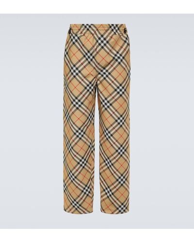 Burberry Checked Track Pants - Natural