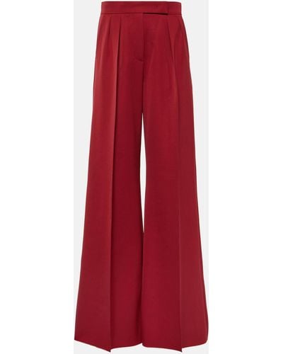 Max Mara Libbra Wool And Mohair Wide-leg Pants - Red