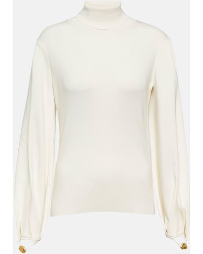Chloé Wool-blend Turtleneck Sweater - White