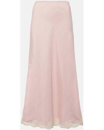 RIXO London Crystal Lace-trimmed Maxi Skirt - Pink