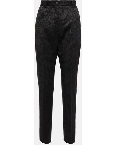 Dolce & Gabbana Jacquard High-rise Cropped Pants - Black
