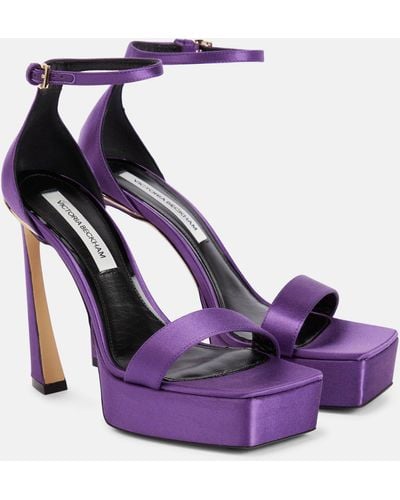 Victoria Beckham Satin Platform Sandals - Purple