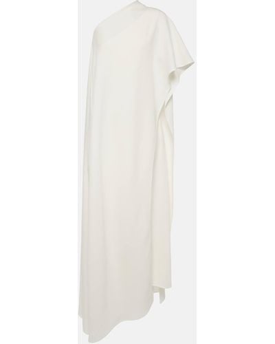 Valentino Caped Asymmetric Silk Midi Dress - White