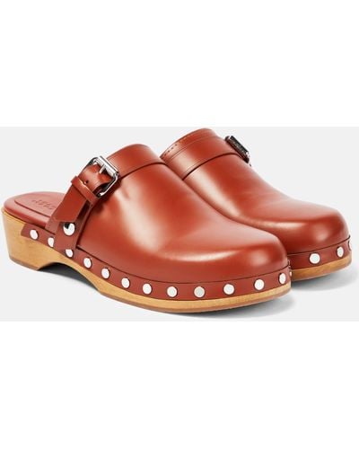 Isabel Marant Thalie Leather Clogs - Red