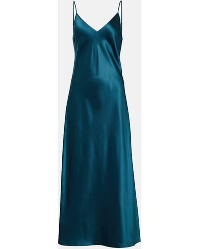 JOSEPH Clea Silk Satin Midi Dress - Blue