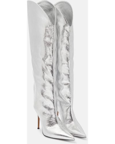 Alexandre Vauthier Metallic Leather Over-the-knee Boots - White